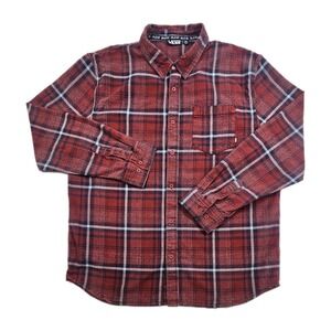 Vans Off The Wall Mens XXL Red Heavy Flannel Plaid Button Up Shirt Work Jacket